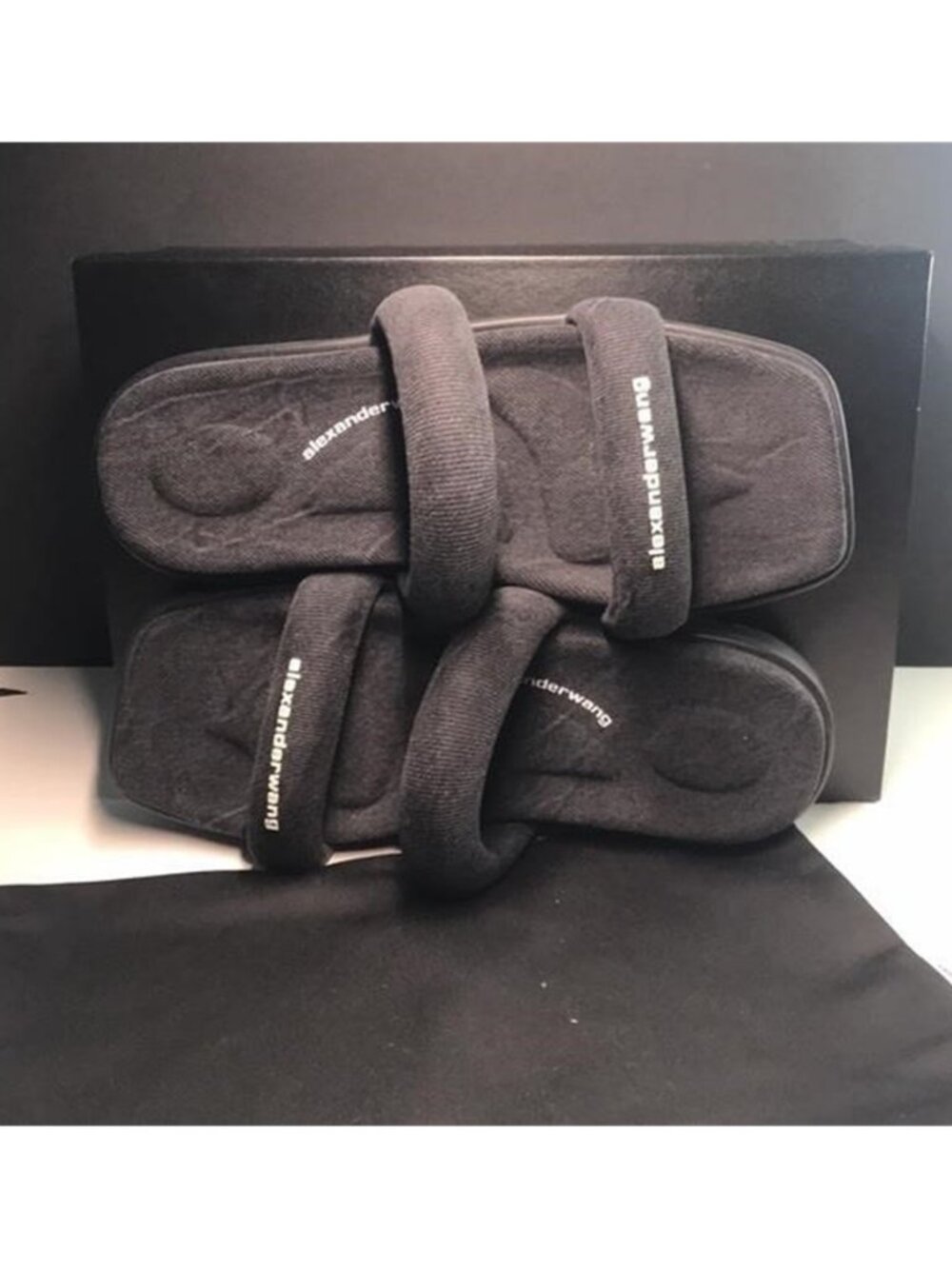 New Authentic Alexander Wang iconic Jay Denim  Platform Slide Sandals